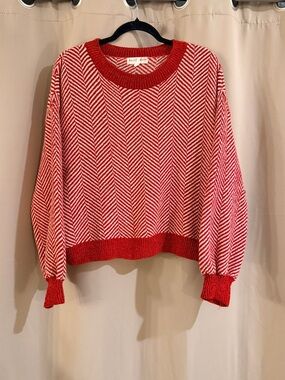 Hazel Moon Red and White Loose Fit Knit Top